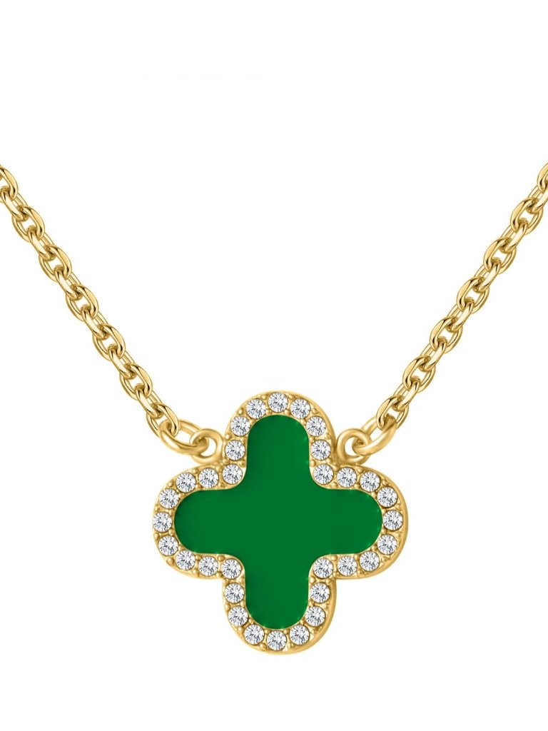 Clover Necklace For Women 18k Gold Four Leaf Pink Lucky Link Clover Necklaces T